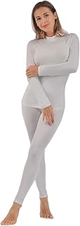 qualidyne Womenâ€™s Thermal Underwear Ultra-Soft Base Layer Long Johns Set Winter Sports Top and Bottom Suits White