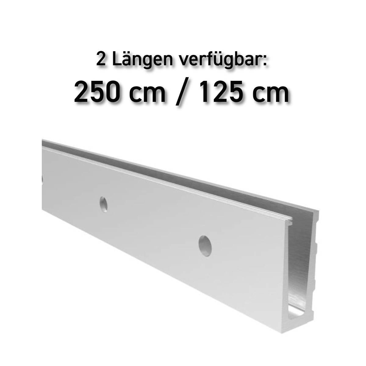 Sellon24® Ganzglasgeländer Profil U vorgesetzte Wandmontage Aluminium seitlich Schiene Balkon Terrasse Seitenverankerung Geländer eloxiert Wange 12-21,52 mm ALU (Profil U ELOX vorgesetzt - 125 cm)