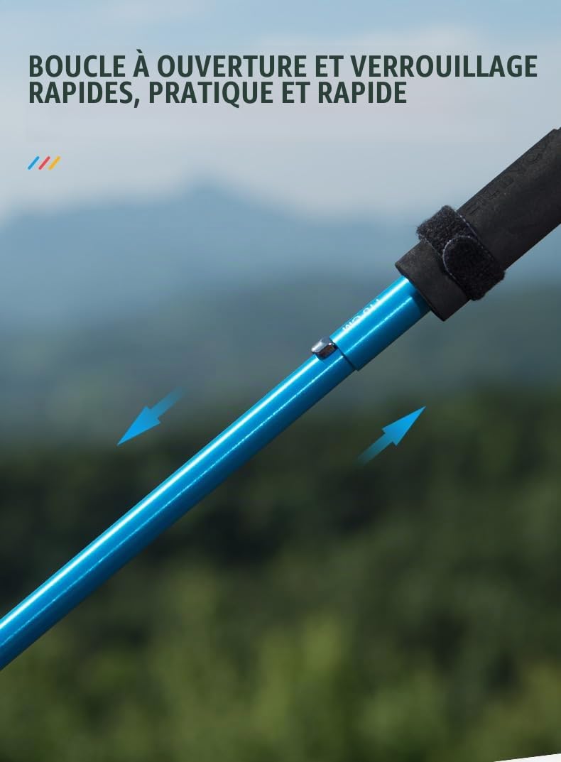 Aonijie Bâtons de randonnée pliables et légers en aluminium, 110/120 cm, réglables, ultra légers pour bâtons de course