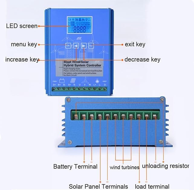 Controlador MPPT Solar y Eólico para Evitar Sobrecargas en Baterías de 3000W 3
