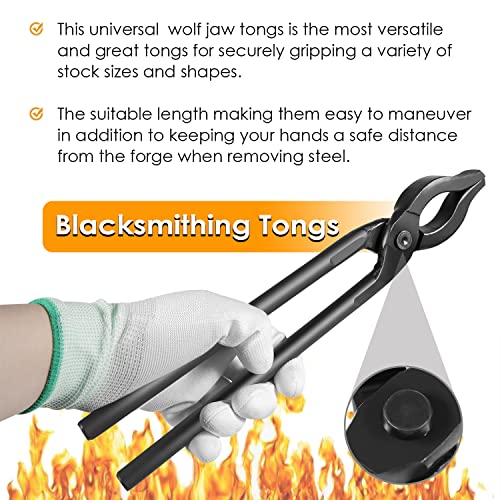 Yoursme 300-1000 0004930-300 Blacksmiths' Tongs & 0000811-1000 Handmade Blacksmiths’ Hammer Assembled Bladesmith Tool Set thumb #4