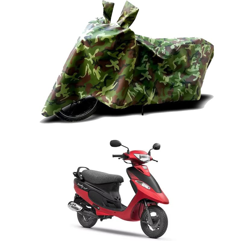 Image of 100% Water Resistant Full Bike Scooty Two Wheeler Body Cover Compatible for TVS Scooty Pep+ /UV-Rays /Heat Protection /Birds Dropping /Scratchproof /Dust Proof /Waterproof /All Varients[Green MJ]