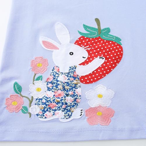 Toddler Girls Summer Dress Knitted Cotton Cartoon Print Outing Top 2-7Y4