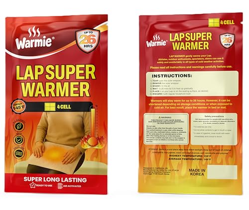Warmie Super Warmer for Lap & Body | AirActivated LongLasting | Wider Size for Maximum Coverage | AllNatural Odorless Steady Heating for Cold Weather Relief | Safe Instant Warmth | 5 Pack