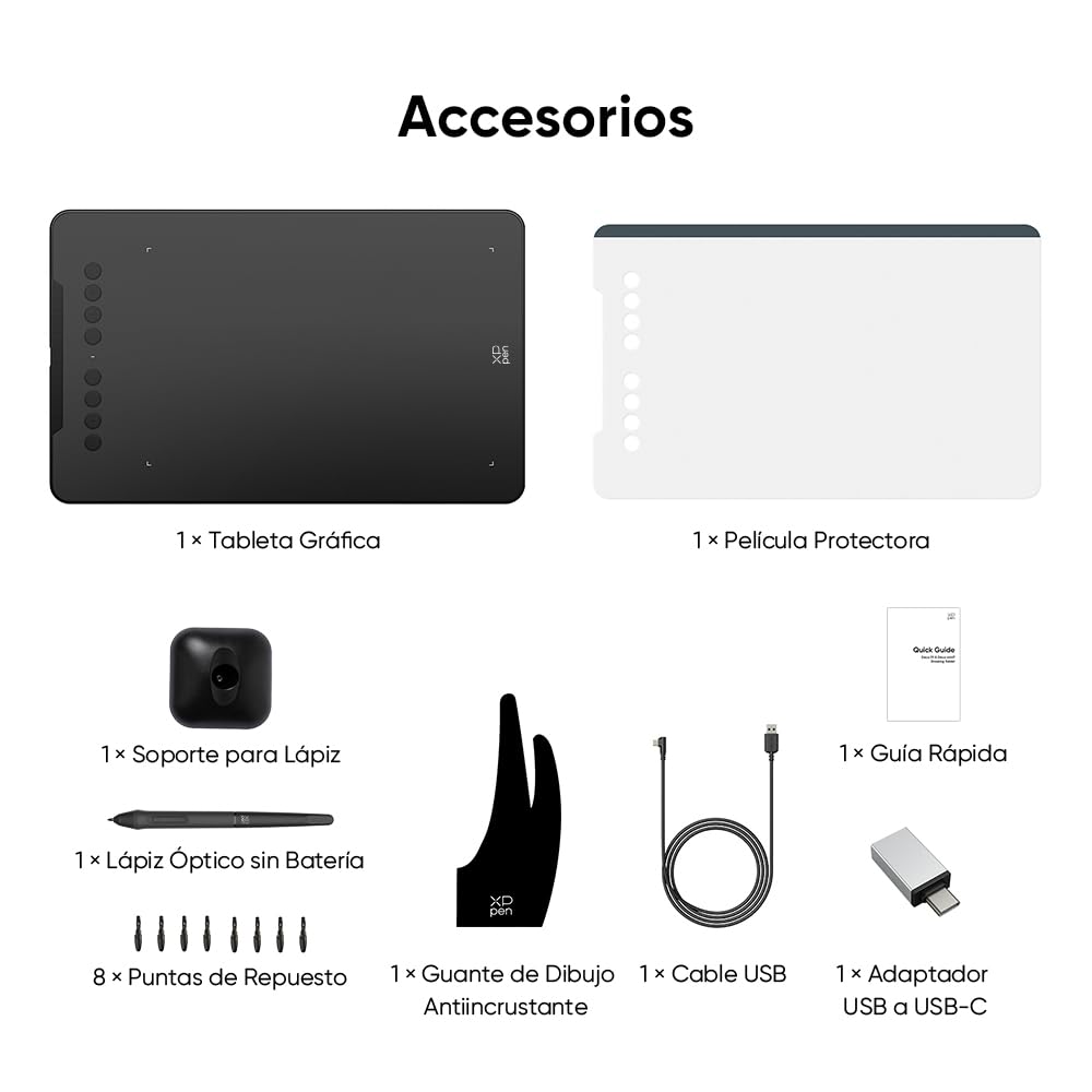 XPPen Deco 01V3 Tableta Gráfica Dibujo Digital de 10x6 Pulgadas, Tableta para Dibujar con Lápiz 16384 Niveles, Inclinación de 60 °, Ideal para Aprendizaje y Trabajo.