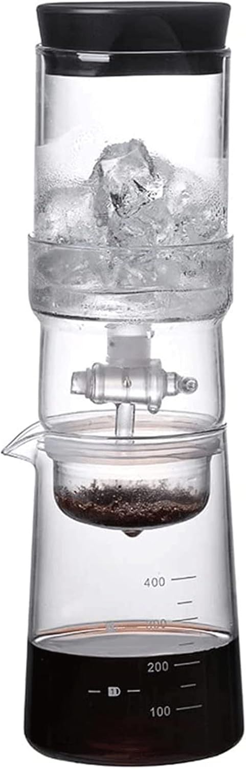 Habiba Iced Drip Coffee Maker Portable Cold Brew Coffee Maker, Siphon Coffee Maker with Reusable Filter, 400ml/13.5oz Borosilicate Glass Coffee Maker Reusable