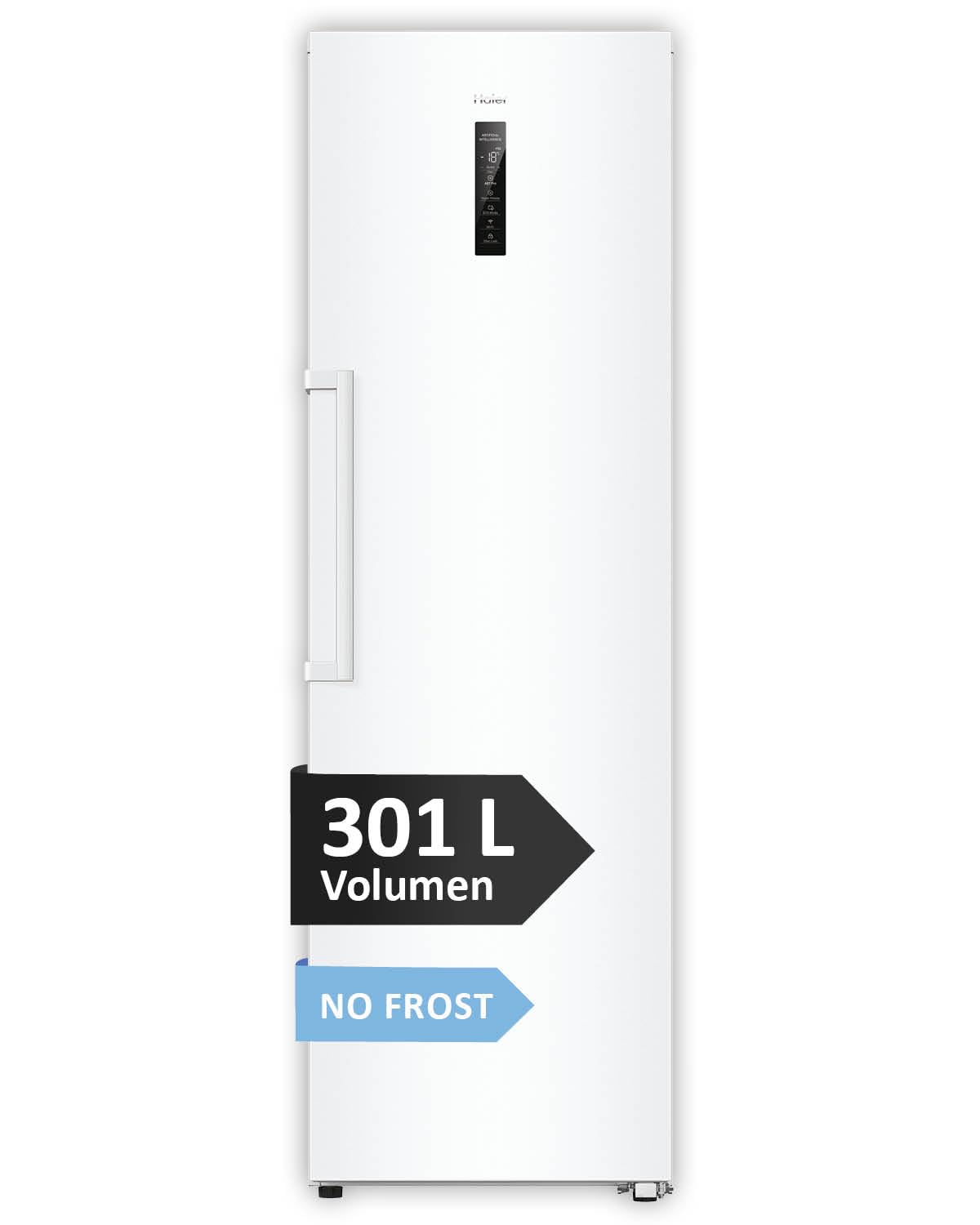Haier Gefrierschrank mit Abtauautomatik und Eiswürfelbereiter I Instaswitch H4F306WDH1 I Total No Frost Tiefkühlschrank, 301 L Kapazität I Eisschrank auch als Kühlschrank nutzbar I Freezer mit Wi-Fi