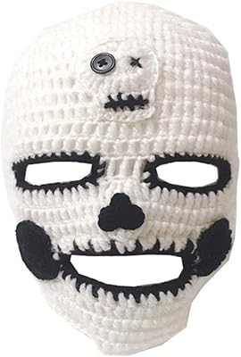 YEKEYI Barbarian Knit Long Beard Hat Adult Viking Fake Hair Wig Visor Knitted Wool Funny Skull Cap (White)