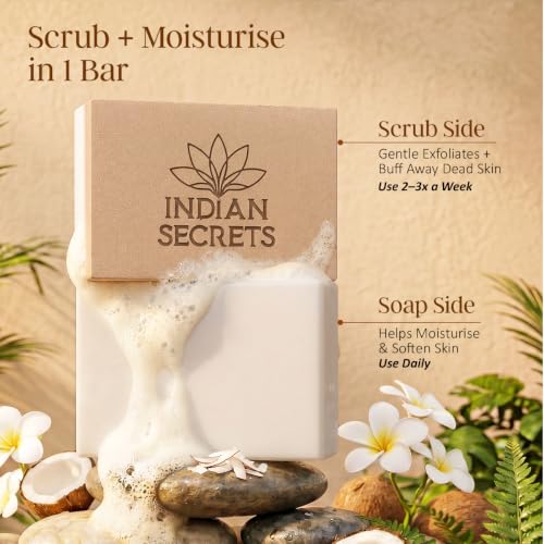 Image of Scrub Soap with Hyaluronic Acid & Coconut Milk - Moisturizing Body Soap for Soft Skin - Enriched with Niacinamide, Hyaluronic Acid, Coconut Milk - 110g /3.88Oz