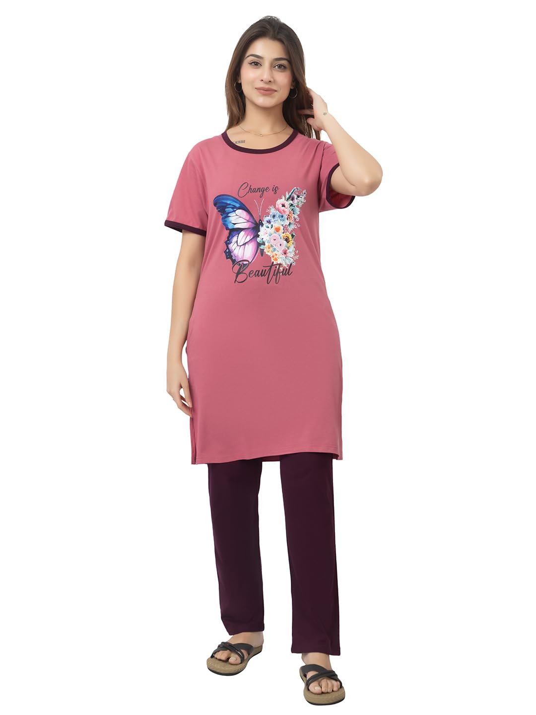 american pie Women's Cotton Blend Night Suit Set | Two-Piece Graphic Print T-Shirt & Pajama Set | Comfortable Loungewear Nightwear for Women & Girls (Neww-WNS-01)-picture-32