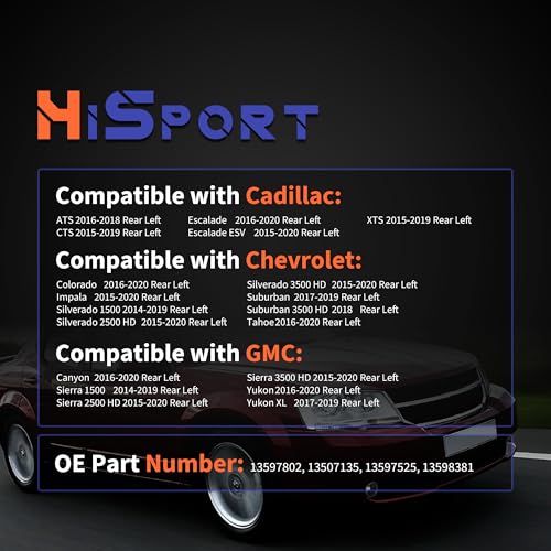 Image of HiSport Rear Left Driver Door Lock Latch Actuator 13597802 Compatible with Chevrolet Cadillac GMC Buick Envision ATS CTS Escalade ESV Suburban Sierra Silverado 1500 2500 3500 HD Yukon XL