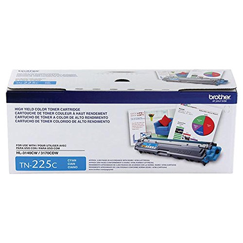 Brother TN225C Cyan Toner Cartridge For Brother Laser Printers HL-3170CDW & HL-3140CW / MFCS High Yield
