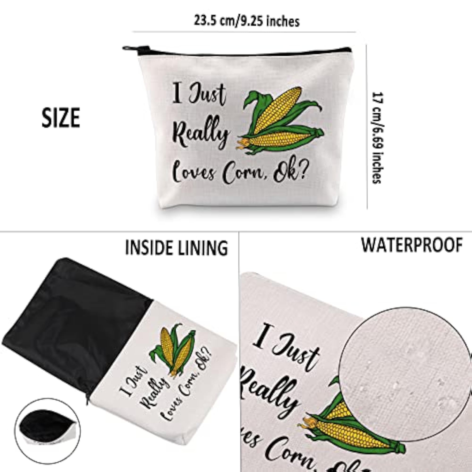 Corn Lover Gift Makeup Bag, Zipper Travel Pouch