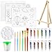 Pllieay - Juego de 24 piezas de pintura para niños, juego de pintura acrílica con minicaballete de mesa, pintura acrílica, pinceles, minilimpiador de pinceles, tablas de lienzo, paleta