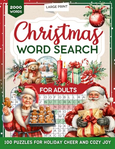Christmas Word Search for Adults: Large Print Holiday Puzzles with 2000 Unique Words for...
