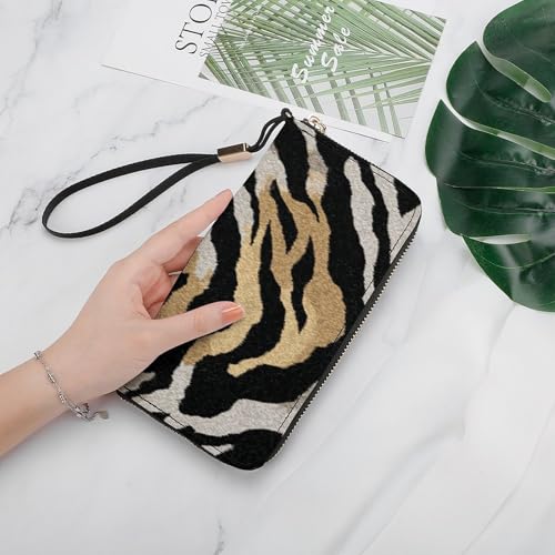 Zebra Leopard Print PU Leather Clutch Long Bifold Wallet, Coin Purse Credit Pass Case, Durable Card-Holder Money Storage for Women Men4