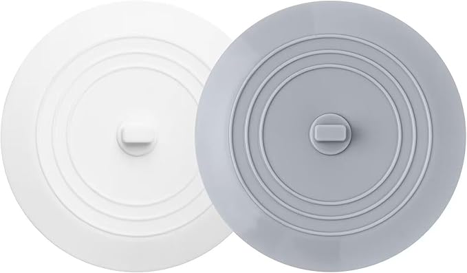 Vaincre 2PCS Bathtub Drain Stopper - 5" Silicone Kitchen Bathroom Hair Water Shower Stopper, Bathtub Drain Plug, Universal Flat Suction Shower Kitchen Cover, Bathroom Laundry Accessories