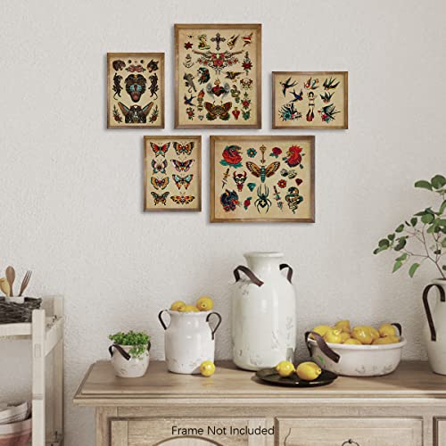 Tattoo Poster Picture - Vintage Tattoo Flash Wall Art & Decor - Gifts For Tattooist - Tattoo Shop Wall Decor - Oddity And Curiosity Decor - Tattoo Room Decoration - Old School Tattoo Art #TOP2