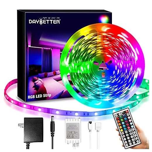 DAYBETTER SMD 5050 Remote Control Led Strip Lights 20ft, RGB Color Changing Led Strip with Remote Control for Room, Bedroom, Suitable for Home Decor, Living Room, Kitchen, Home Party Decoration, 24V