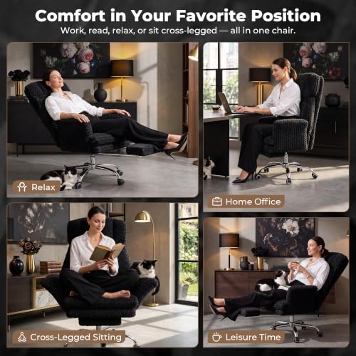 Image of Big and Tall Office Chair, Flip Armrests for Pets & Cross Legged Sitting