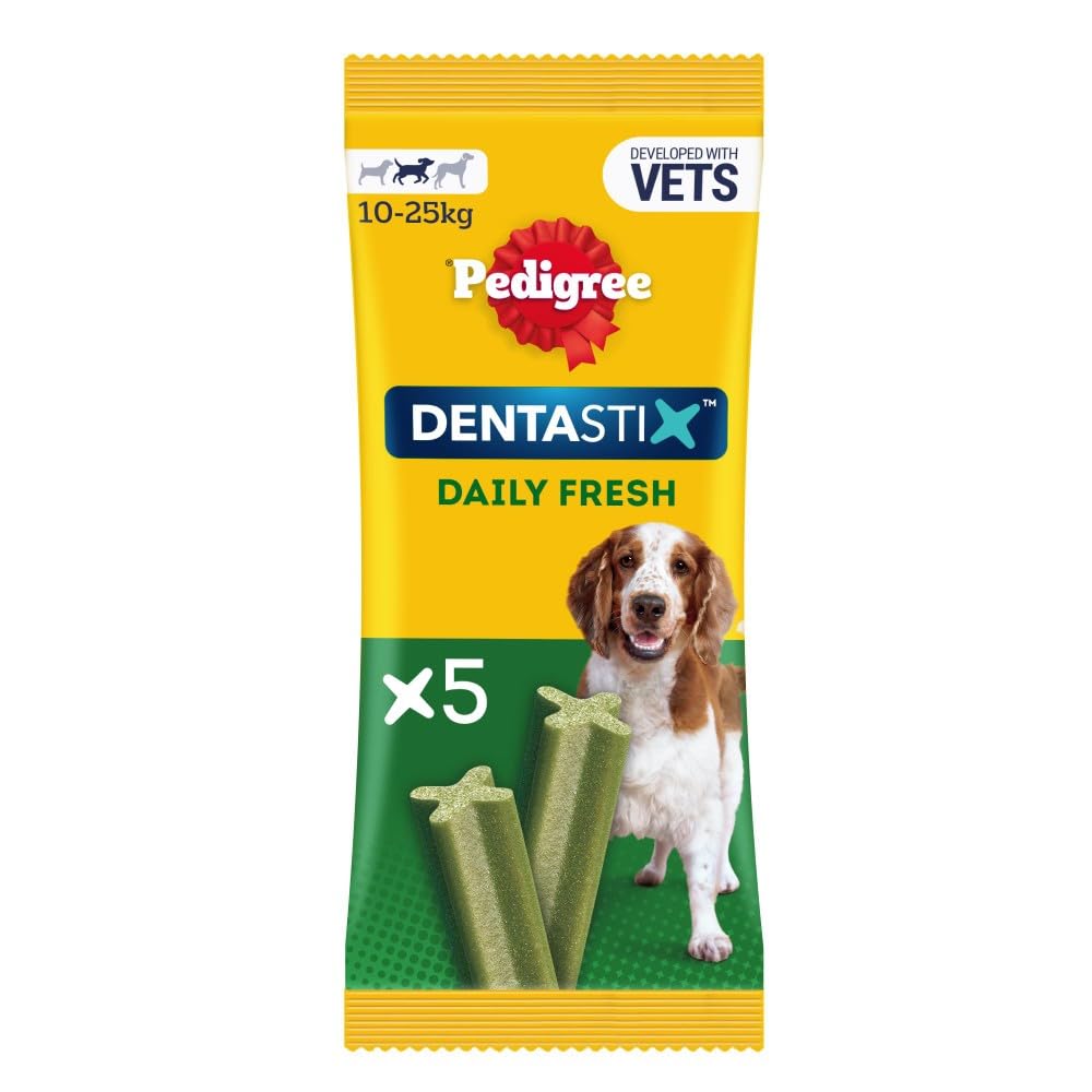 PEDIGREE DENTASTIX Fresh Snack quotidiani per cani taglia media, 14 Confezioni da 5 pezzi