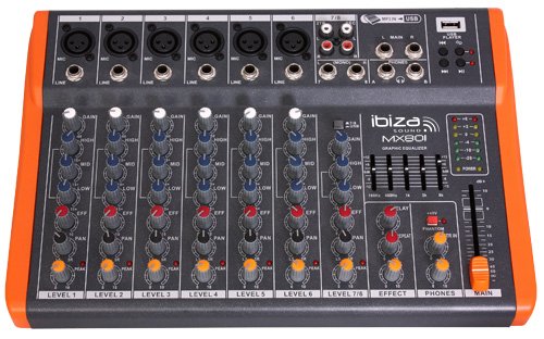 Ibiza MX801 - Mesa de mezclas de 8 canales