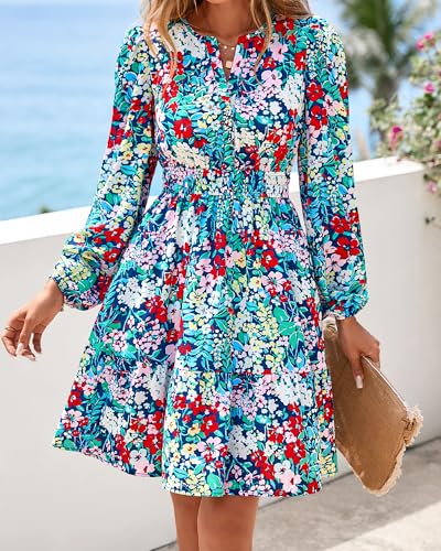 BTFBM Fall Dresses for Women 2026 Trendy Floral Long Sleeve Mini Dress - image 6