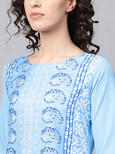 Image of Vaamsi Women's Crepe A-Line Kurta (VPK1704E M Blue)