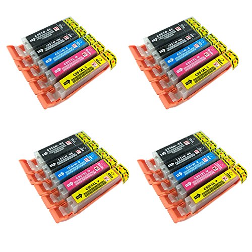 PerfectPrint compatibele inktcartridge vervanging voor Canon Pixma iP7200 iP7250 iP8750 iX6850 MG5450 MG5550 MG5650 MG6350 MG6450 MG6600 MG6650 MG7150 MG7550 MX725 MX925 550/551 XL (BK/C/M/Y, 20-pack)