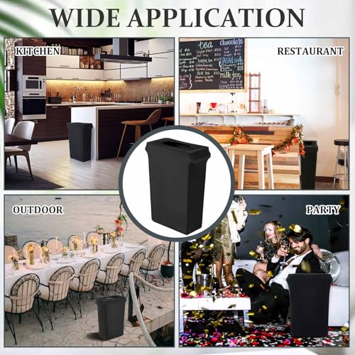 Image of Windyun 1 Pcs 23 Gallon Spandex Stretchable Trash Can Cover Wedding Party Fundraiser Decorations for Home Garden (Not Include Trash Can) (Black)
