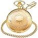 Realpoo Gold Smooth Shield Round Case Quartz Pocket Watch Quartz Movement with Chain-Gold