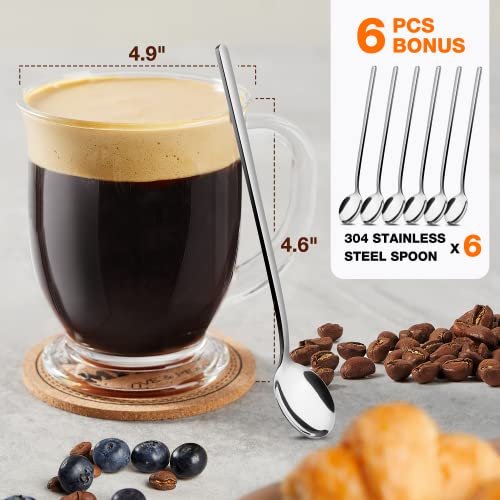 Image of Mfacoy Glass Coffee Mugs Set of 6, Clear Large Coffee Mug 15 Oz With Handles for Hot Beverages, Clear Mugs for Tea, Cappuccino, Latte, Espresso Coffee, Juice, Glass Coffee Cups