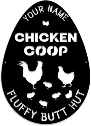 Miniatura 9 de MeMate Letrero personalizado de gallinero, decoración de granja de metal grande, placas con nombre personalizadas para decoración de granja