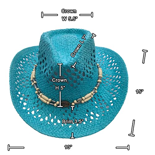 Image of SILVERFEVER Straw Cowboy Hat Cowgirl Hats Men Women Sun Hat Sombreros Vagueros Classic Western Accents Sombreros