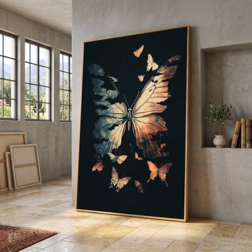 Láminas de mariposas decorativas para renovar paredes, lienzo vintage rústico de 20x30cm