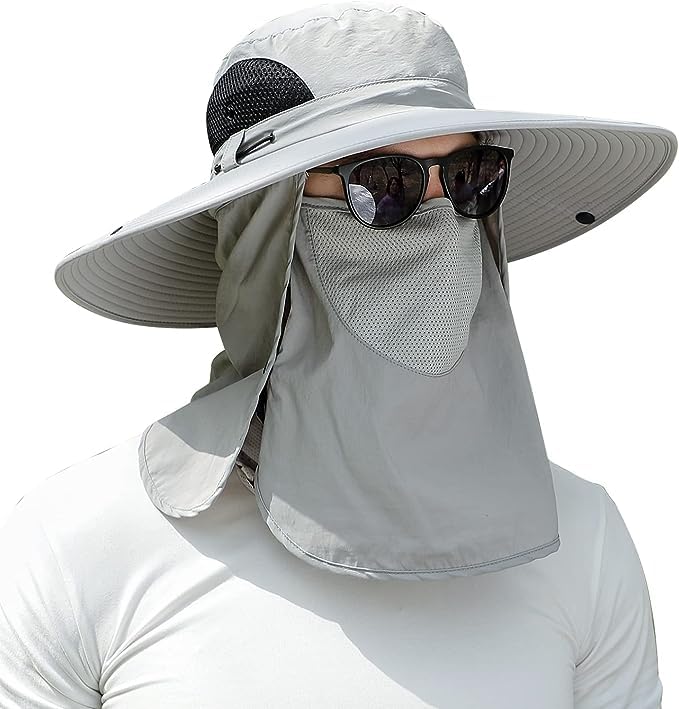 Wide Brim Sun Hat Men Women, Fishing Hats Sun UV Protection, Mens Hiking Bucket Hat Safari Beach Boonie, UPF 50+