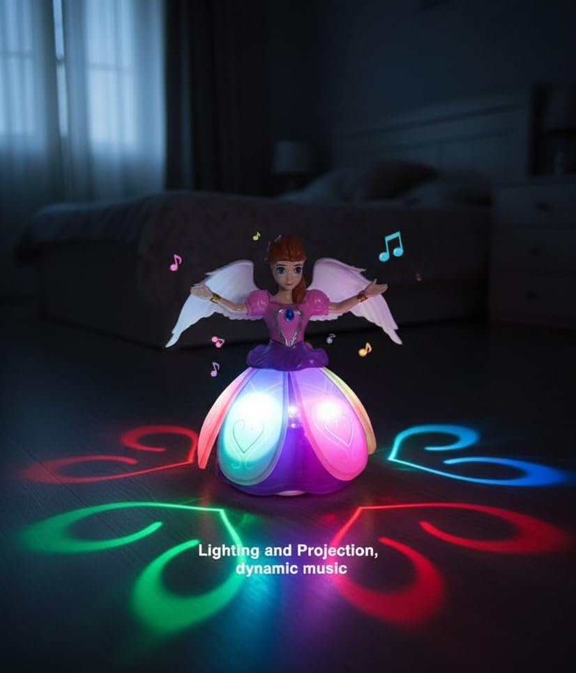 Image of Angel Girl Musical Dancing Rotating Toy Attractive Multicolor Flashing Lights Kids