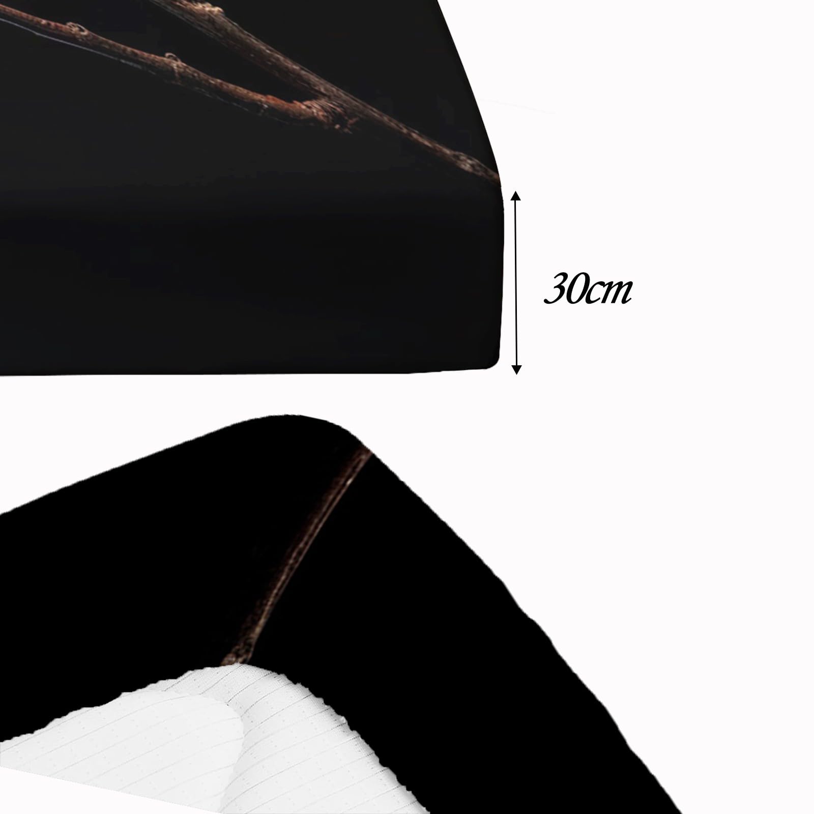 Spannbettlaken 160x200cm Rosa Blume Schwarz Kinder Spannbetttuch für Jungen Mädchen Jugendliche Dekor Bettlaken Set 3D Gedruckt Matratzenbezug mit 2 Kissenbezügen