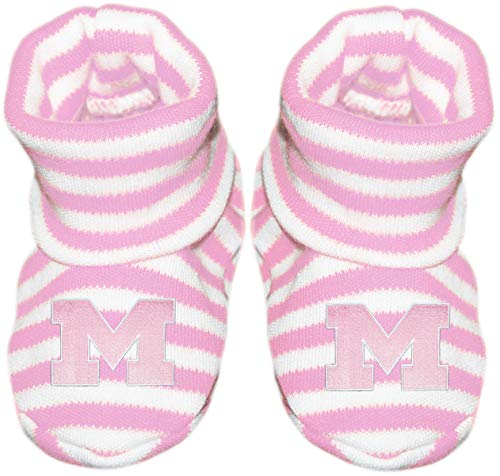 Creative Knitwear University of Michigan Block M with Outline Newborn Baby Striped Bootie Sock