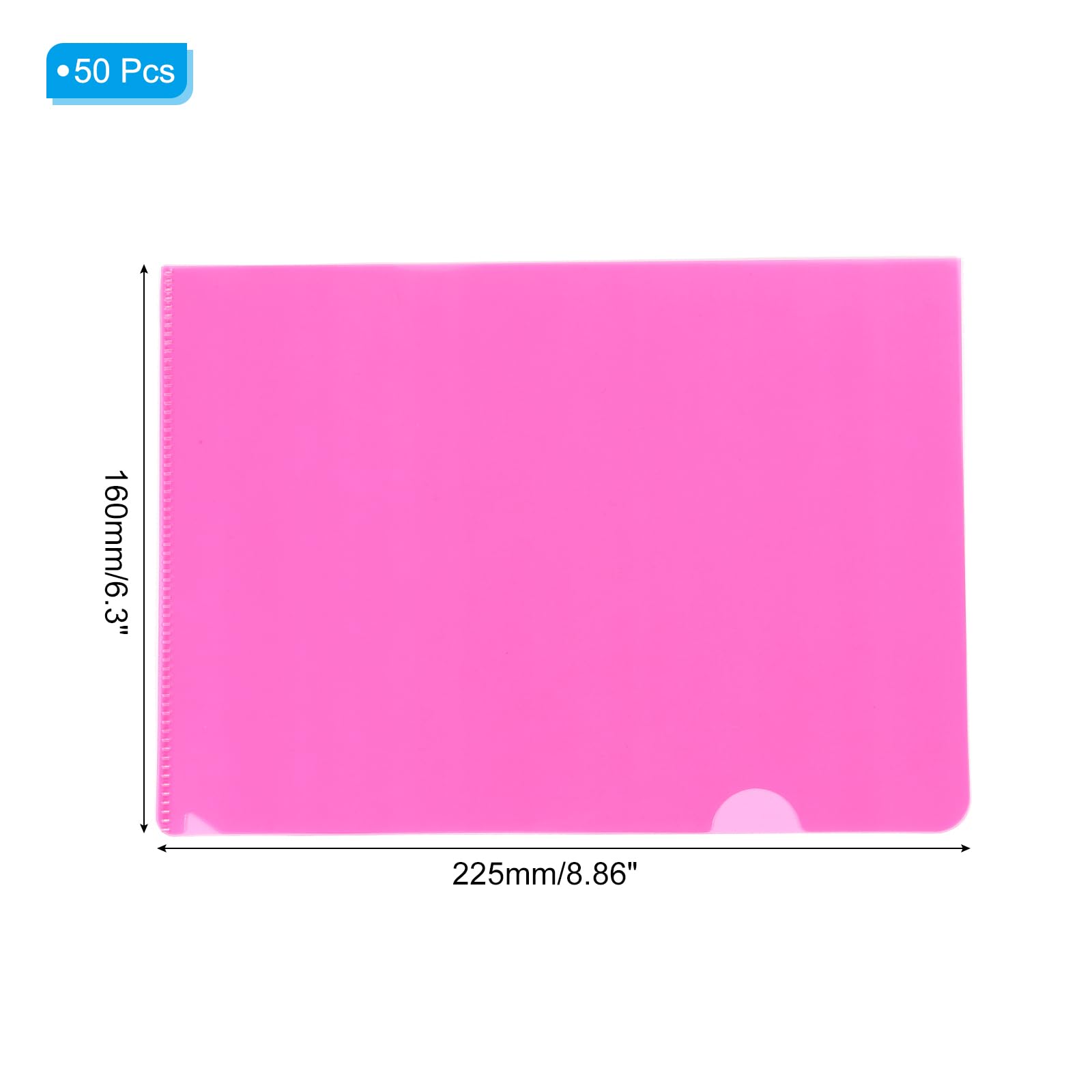 PATIKIL L Type Folders 50 Pack A5 Plastic File Project Pockets Clear Paper Document Jacket Sleeves for Office Pink - Image 2