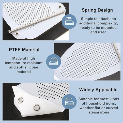 Image of Premium Iron Covers for Protection Clothes | Universal Iron Soleplate Cover for Steam & Dry Irons | Non-Stick Heat Resistant | Helps Prevent Fabric Shine, Scorch Marks & Burns