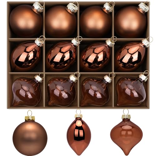 12 Pcs Brown Bronze Copper Glass Christmas Ball...