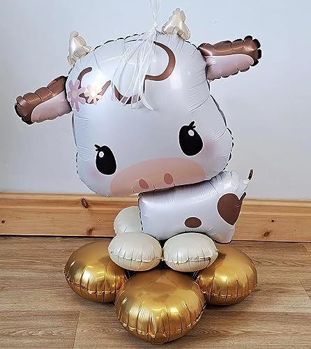 Image of Cow Balloons Cute Cow Foil Balloon Animal Balloons 2pcs | Baby Shower Birthday and Farm Animal Theme Party Decorations