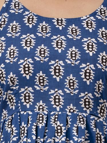 Image of feranoid Women Cotton Printed Sleeveless Strap Peplum Top