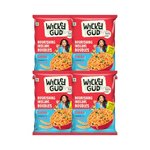 Image of WickedGud Nourishing Curry Instant Noodles (69 gm) | Healthy Noodles | No Maida | No Oil | No MSG | High Protein | High Fibre | Cholesterol Free