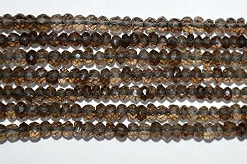 Perles de quartz fumé naturel facettées sur fil de 33cm - 3