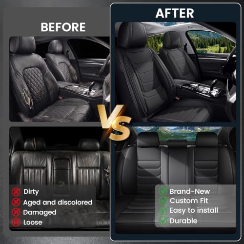 Image of Car Seat Covers Custom Fit MINI Hardtop 2013-2026, Waterproof Nappa Leather Car Seat Protector, Breathable Car Seat Cushion, Seat Covers for Car(5 Seats Standard /Black)