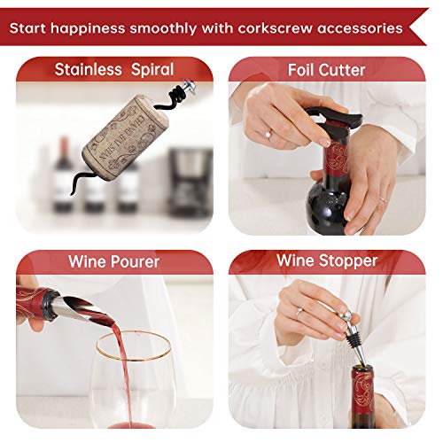 Wine Bottle Opener Rabbit Corkscrew Set-[2020 Upgraded] Demenades Wine Opener Kit With Foil Cutter,Wine Stopper And Extra Spiral,Professional Grade-Silver - Thumbnail 3