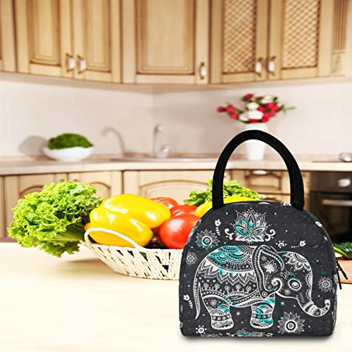 Zzkko Red Poppies Lunch Bag Box Tote Organizer Lunch Container Insulated Zipper Meal Prep Cooler Handbag For Women Men Home School Office Outdoor Use (Elephant) #TOP5