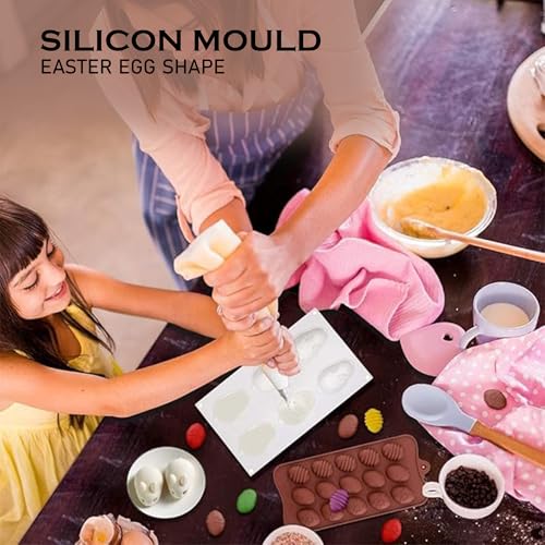 Image of HS Easter Egg Silicone Mould, Non-Stick Food Grade Silicone Mould for Chocolate, Candy, Jelly & Ice Cube (Brown)